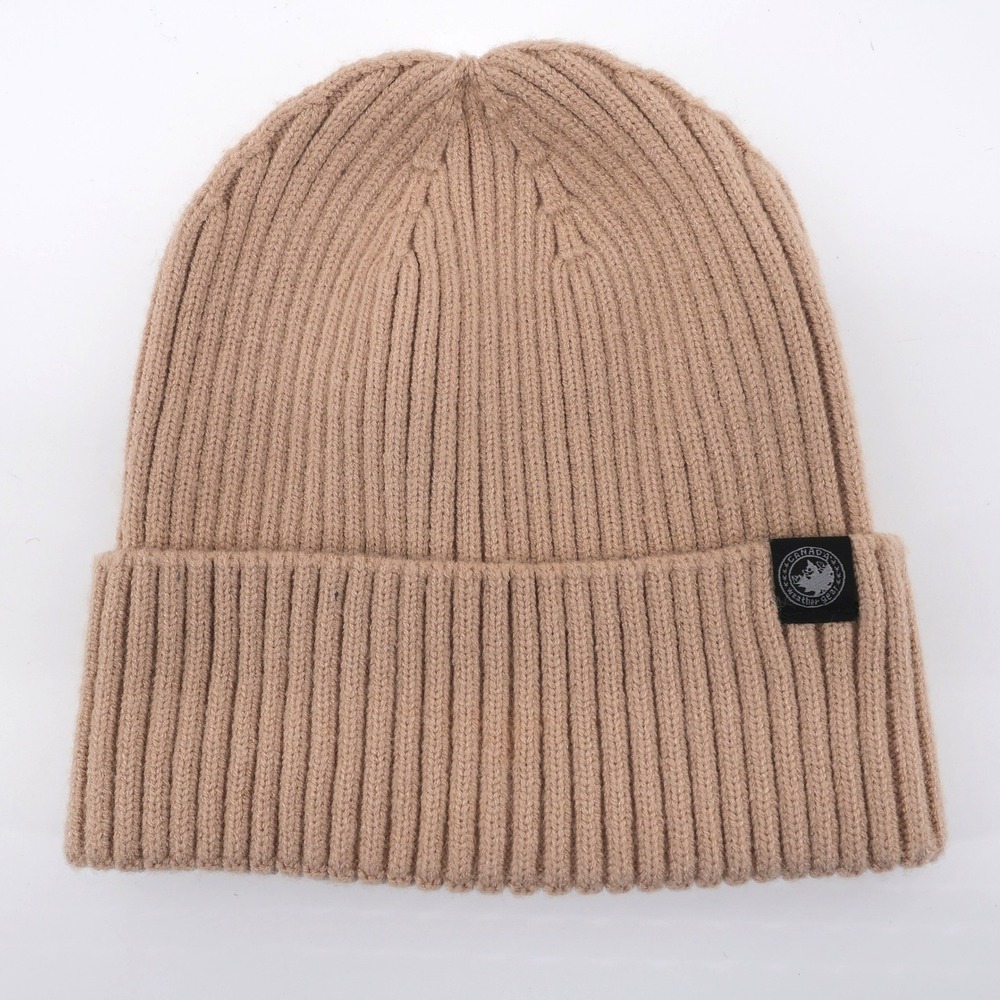 Canada Weather Gear Ribbed Knit‎ Beanie Tan Mens OSFA